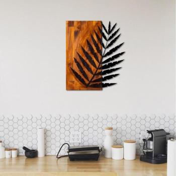  Fali dekoráció 58x50 cm fa/fém levél motívummal  kép