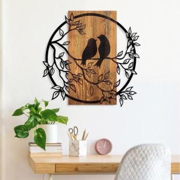  Fali dekoráció 59x57 cm madarak fa/fém  kép