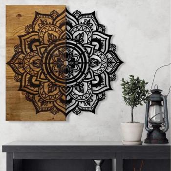  Fali dekoráció 59x58 cm mandala fa/fém  kép