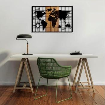  Fali dekoráció 90x58 cm fa/fém térkép  kép