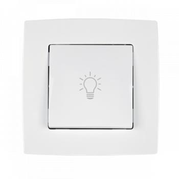 Fali kapcsoló , nyomógombos , jelzéssel , fehér színű kép