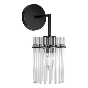  Fali lámpa 1xE27/60W/230V fekete/átlátszó  kép