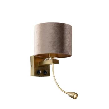 Fali lámpa bronz színű, taupe bársony árnyékkal 18 cm - Brescia Combi kép