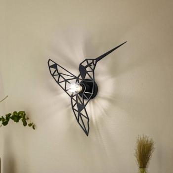 Fali lámpa W-053 Lasercut, fekete madár design kép