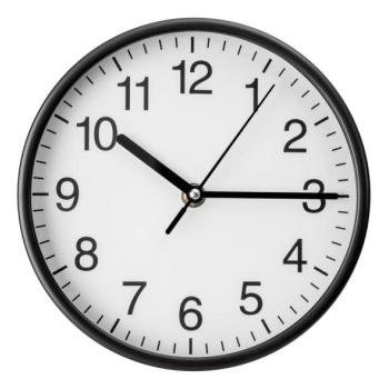  Fali óra 20 cm átmérő, 1xAA, fekete/fehér  kép