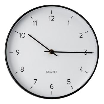  Fali óra 25 cm átmérő, 1xAA, fekete/fehér  kép