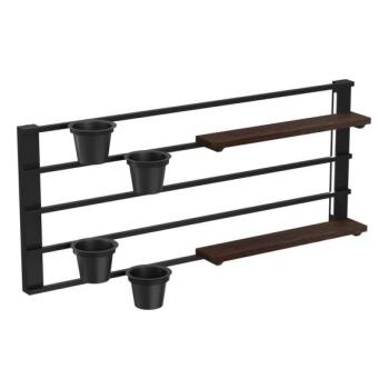  Fali polc virágcserepekkel és LED világítással SHELF 50x118 cm fekete/barna  kép