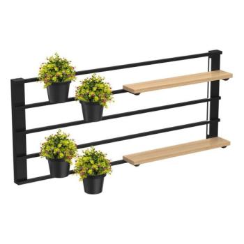  Fali polc virágcserepekkel és LED világítással SHELF 50x118 cm fekete/bézs  kép