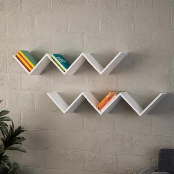  Fali polc ZIG ZAG 24,5x129 cm fehér  kép