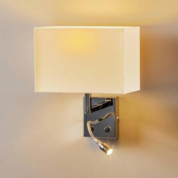 Fali világítás Hotel LED, fehér, textil, 2 izzós, LED olvasólámpa kép