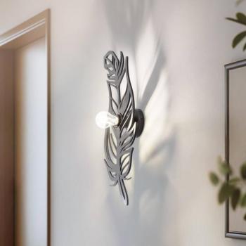 Fali világítás W-030, fekete, tollas design, MDF fa, lézervágott kép