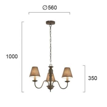 Fatima csillár, szürke, három-izzós kép