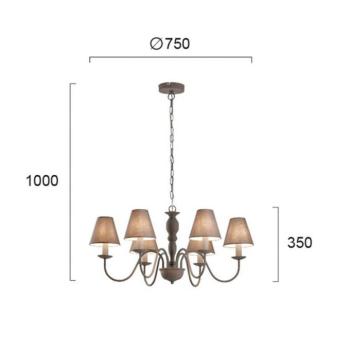 Fatima csillár, szürke, hat-izzós kép