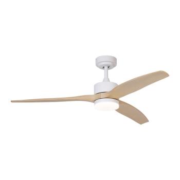 Fehér mennyezeti ventilátor fa mintázattal, 132 cm, LED-del, dimmelhető, távirányítóval - Joly kép