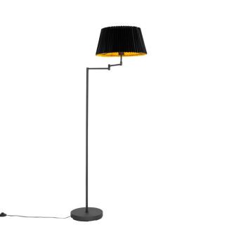Fekete állólámpa fekete redős árnyékolóval és állítható karral - Ladas Deluxe kép