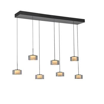 Fekete függőlámpa füstüveggel, LED-del, 7 izzós Easylift rendszerrel - Rika kép