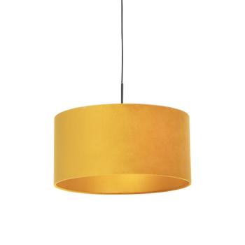 Fekete lógólámpa sárga bársony árnyékolóval és arannyal 50 cm - Combi kép