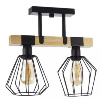  Felületre szerelhető csillár CAMEROON 2xE27/60W/230V fekete/fa  kép