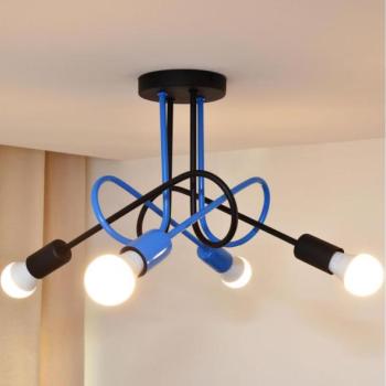  Felületre szerelhető csillár OXFORD 4xE27/15W/230V fekete/kék  kép