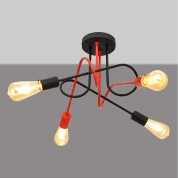  Felületre szerelhető csillár OXFORD 4xE27/15W/230V fekete/piros  kép