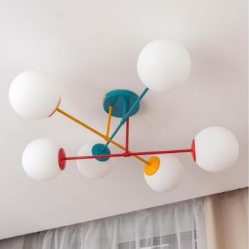  Felületre szerelt MOON csillár 6xE27/15W/230V türkiz/sárga/piros  kép