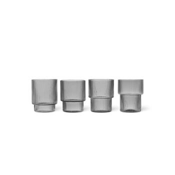 ferm LIVING Ripple pohár, szürke, 200 ml, szájjal fújt, 4 db-os készlet kép