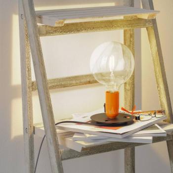FLOS Lampadina LED asztali lámpa narancssárga, fekete talppal kép