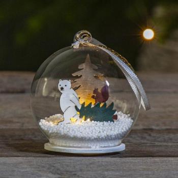 Forest Friends LED üveggömb jegesmedve fával kép
