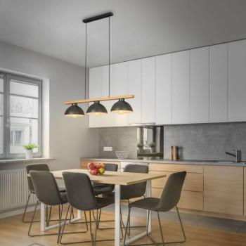 Függő lámpa 4046-035, fekete/fa, 3-izzós kép