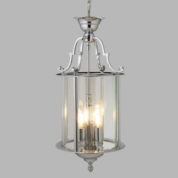 Függő lámpa Bevelled Lantern, üveg, króm kép