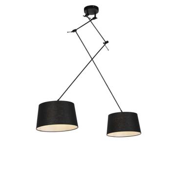 Függőlámpa fekete lenvászon árnyékolókkal fekete 35 cm 2-lámpás - Blitz kép