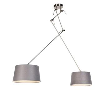 Függőlámpa fekete lenvászon árnyékolókkal sötétszürke 35 cm 2-lámpás - Blitz kép