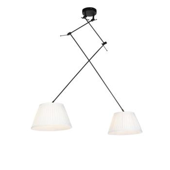 Függőlámpa fekete, redőzött árnyékolókkal krémszínű, 35 cm, 2 lámpás - Blitz kép