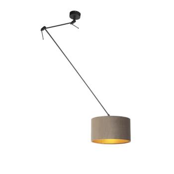 Függőlámpa fekete taupe bársony árnyékolóval, aranyozott, 35 cm - Blitz kép
