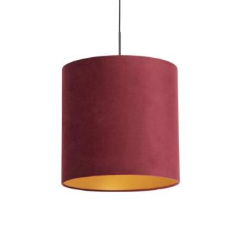 Függőlámpa piros bársony árnyékolóval, aranyozott 40 cm - Combi kép