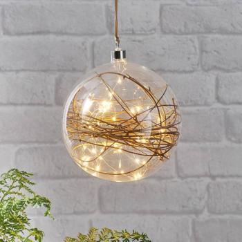 Glow LED deco gömb tiszta, rattan Ø 20 cm kép