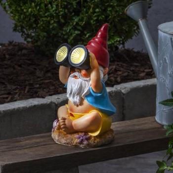 Gnomy LED-es napelemes lámpa, színes, műanyag, 22 cm, távcső kép