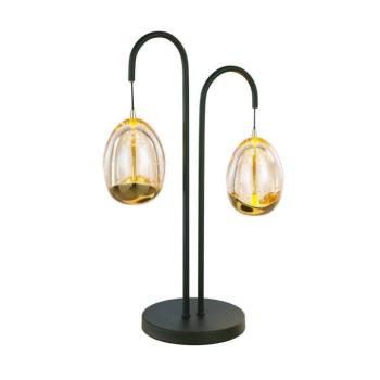 Golden Egg asztali lámpa fekete/borostyán 45 cm 2-lámpás fém/üveg kép