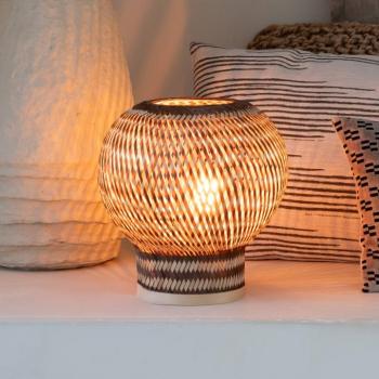 GOOD & MOJO Barbados asztali lámpa, barna, Ø 25 cm, bambusz, E27 kép