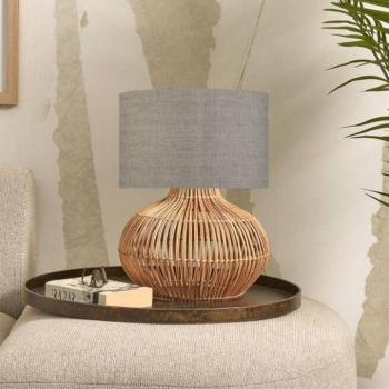 GOOD & MOJO Kalahari asztali lámpa 32cm sötét lenvászon kép