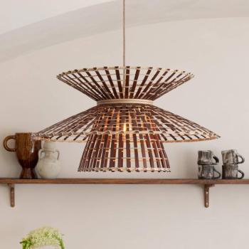 GOOD & MOJO lógó lámpa Machu Picchu, barna, Ø 57 cm, bambusz kép