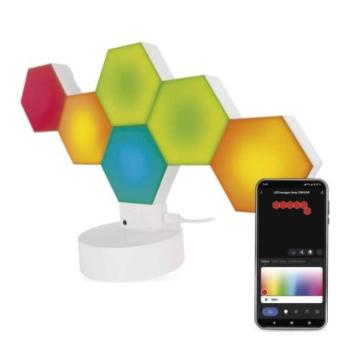 GoSmart LED asztali lámpa Hexagon fehér, 6 részből álló, RGBIC dimmelhető, WiFi kép