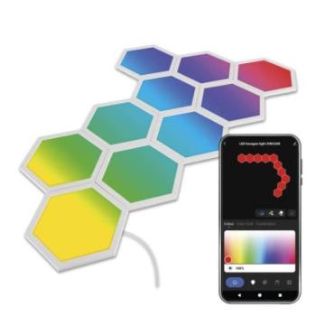 GoSmart LED-es lámpatest Hexagon, indító készlet, 10 rész, 19 W, RGBIC dimmelhető, WiFi kép