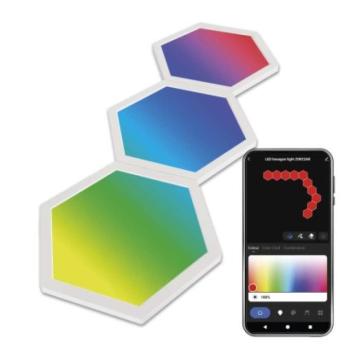 GoSmart LED-es lámpatest Hexagon, kiegészítő készlet,3 rész, 1,8 W, RGBIC dimmelhető, WiFi kép