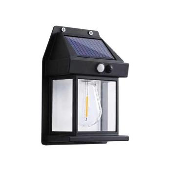 Greenlux LED napelemes fali lámpa szenzorral LANTER LED/1W/3,7V IP44 fekete  kép