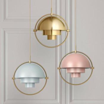 GUBI függőlámpa Multi-Lite, Ø 36 cm, sárgaréz/rózsaszín kép