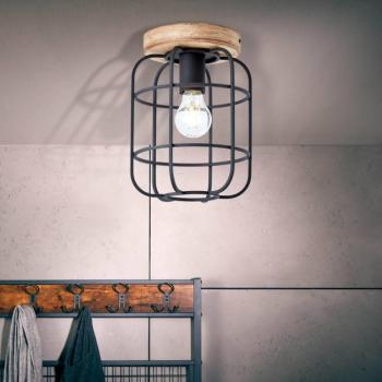 Gwen mennyezeti lámpa, Ø 20 cm, antik fa/fekete, fém/fa kép