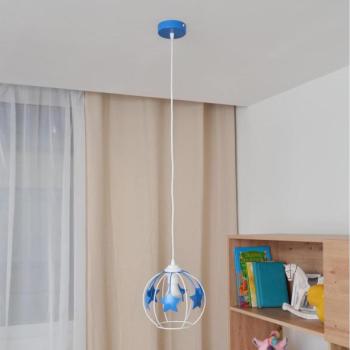  Gyerek csillár zsinóron STARS 1xE27/15W/230V kék/fehér  kép