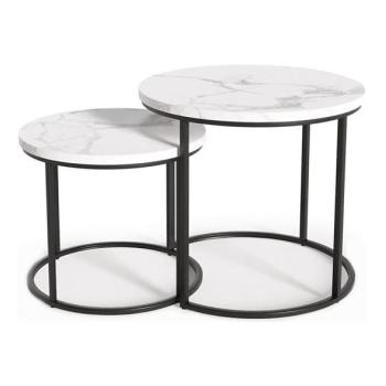 Halmar KÉSZLET 2x Kávésasztal OREO átm. 43/53 cm fekete/márvány dekoráció  kép