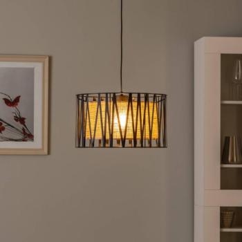 Harmony függőlámpa, fekete, natúr juta, Ø 40 cm kép